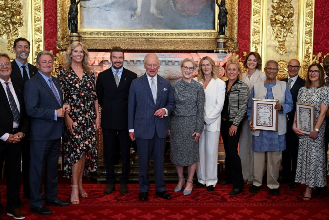 David Beckham ao lado do Rei Charles III