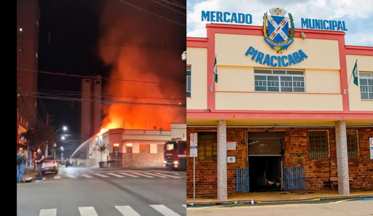 Incêndio atinge Mercado Municipal de Piraciaba e faz teto desabar