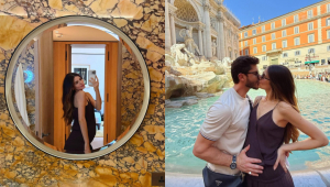 Camila Queiroz exibe barriga de grávida em viagem a Roma com Klebber Toledo