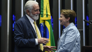 Jaques Wagner e Tereza Cristina conversam no Senado