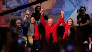 Humberto Costa, Edinho Silva, Lula e Gleisi Hoffmann durante o 17º Encontro Nacional do PT