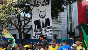 Apoiadores do ex-presidente do Brasil, Jair Bolsonaro (PL), fizeram um ato na Avenida Paulista, no centro de São Paulo