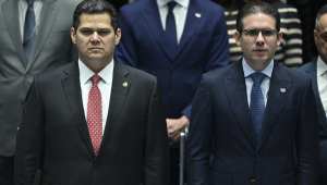 Presidente do Senado, Senador Davi Alcolumbre e Deputado Hugo Motta, presidente da Câmara dos Deputados. Nesta quarta (4) ocorre a Abertura do BRICS Parliamentary Forum no Senado Federal