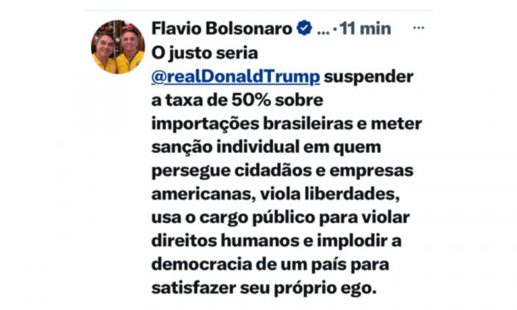 Flávio Bolsonaro post X