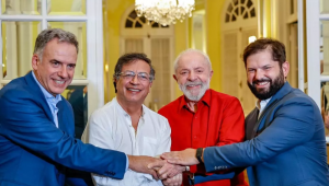Yamandú Orsi (Uruguai), Gustavo Petro (Colômbia), Lula (Brasil), e Gabriel Boric (Chile) Ricardo Stuckert/PR