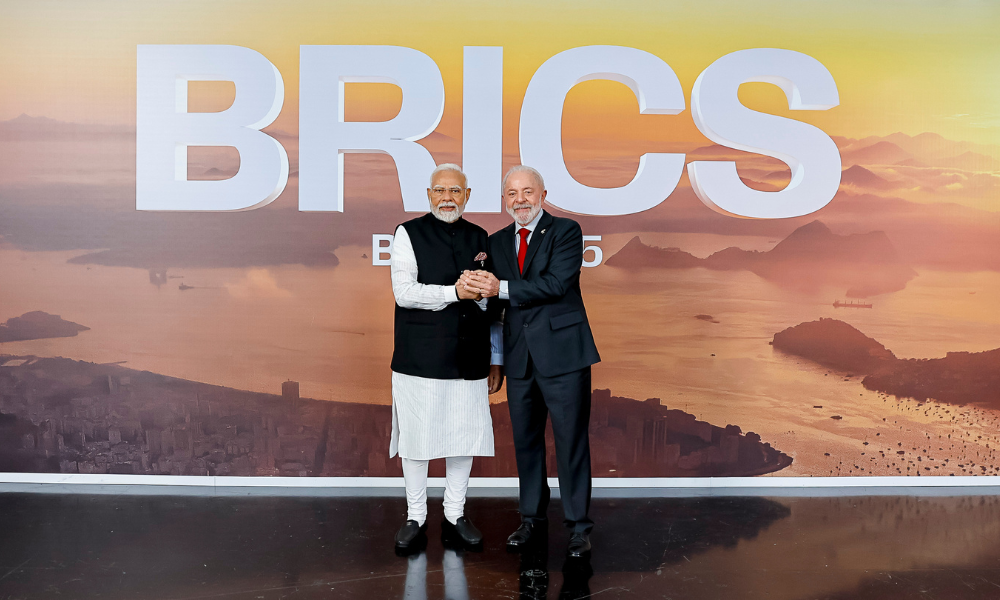 06.07.2025 - Cerimônia oficial de chegada dos Chefes de Estado e de Governo 06.07.2025 - Primeiro-Ministro da Índia, Narendra Modi e o Presidente da República, Luiz Inácio Lula da Silva, durante a Cerimônia oficial de chegada dos Chefes de Estado e de Governo, no Museu de Arte Moderna (MAM). Rio de Janeiro - RJ. Foto: Ricardo Stuckert / PR