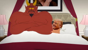 Cena de Donald Trump na cama ao lado do diabo em "South ParK" deu o que falar