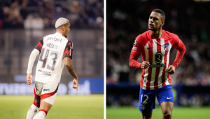 Montagem com Wesley, com a caisa do Flamengo, e Samuel Lino, com a camisa do Atlético de Madrid