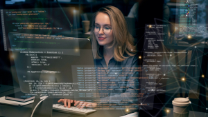 avatar Conceito de colagem de HTML e CSS com pessoa