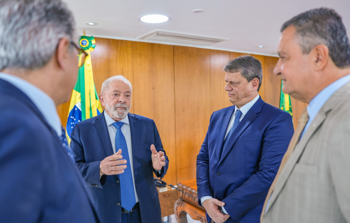 Presidente da República, Luiz Inácio Lula da Silva, durante audiência com Governador do Estado de São Paulo, Tarcísio de Freitas.