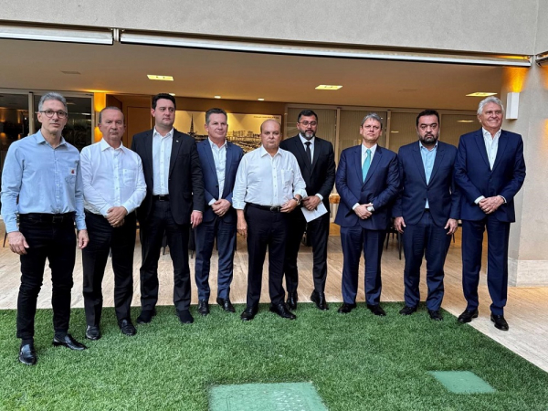 Governadores de centro-direita e direita posam para foto após encontro em Brasília