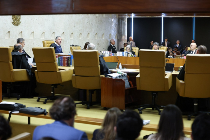 Luís Roberto Barroso, presidente do STF, discursa durante a reabertura do Judiciário para os trabalhos no segundo semestre