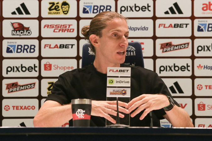 Filipe Luís na coletiva depois de Flamengo 2 x 1 Mirassol