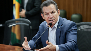 Mauro Mendes em entrevista coletiva sobre o lançamento do Sefaz Digital em Mato Grosso