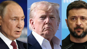 Putin, Trump e Zelensky montagem