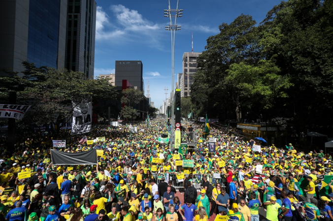 Apoiadores do ex-presidente do Brasil, Jair Bolsonaro (PL), fizeram um ato na Avenida Paulista, no centro de São Paulo
