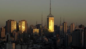 Vista do amanhecer no bairro do Paraíso, em São Paulo.