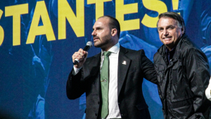 Jair Bolsonaro participa ao lado do filho, o deputado Eduardo Federal (PL-SP), da Conferência de Ação Política Conservadora (CPAC) 2024, em Balneário Camboriú