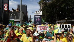 Apoiadores do ex-presidente do Brasil, Jair Bolsonaro (PL), fizeram um ato na Avenida Paulista, no centro de São Paulo