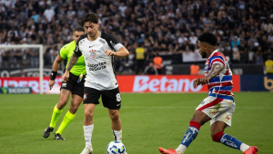 Rodrigo Garro durante a partida entre Corinthians e Fortaleza, válida pela 18ª rodada do Brasileirão e realizada na tarde deste domingo