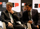 O governador do Estado de São Paulo, Tarcísio de Freitas, acompanhado do prefeito da cidade de São Paulo, Ricardo Nunes e do Secretário de Segurança Pública do Estado de SP, Guilherme Derrite, participam nesta terça-feira (19), no Memorial da América Latina na Barra Funda, da cerimônia de posse de 1.458 novos policiais civis e técnico-científicos