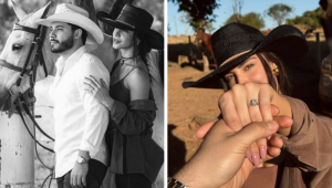 "O início do capítulo mais lindo da nossa história", escreveu Gabriela Versiani na postagem em que anunciou o noivado com Murilo Huff