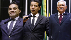 Josimar Maranhãozinho (PL-MA), Pastor Gil (PL-MA) e Bosco Costa (PL-SE), acusados de corrupção passiva em denúncia da PGR. Colagem/Câmara dos Deputados