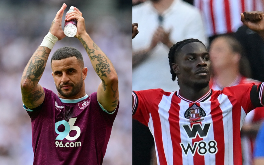 Kyle Walker, do Burnley, e Mayenda, do Sunderland, em respectivas estreias na Premier League 
