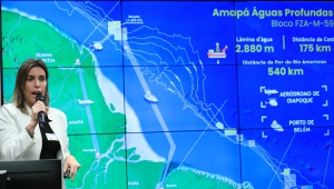 Daniele Zaneti, gerente de sustentabilidade da Petrobras fala durante audiência pública na Câmara para debater a possibilidade de explorar petróleo e gás na foz do Rio Amazonas