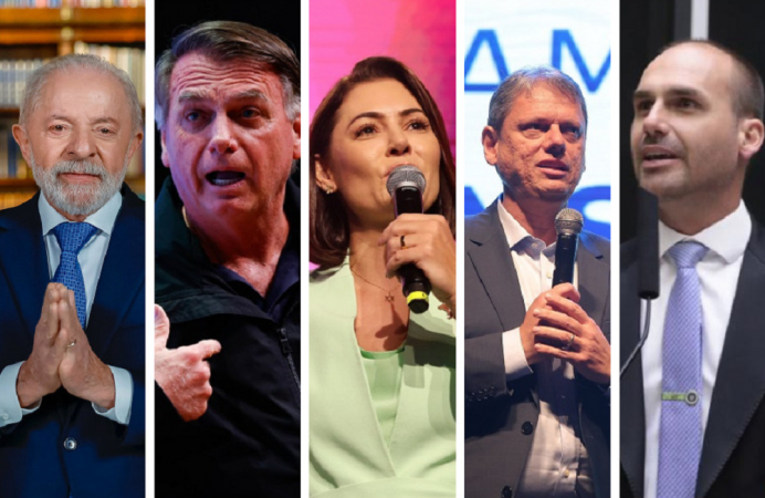 Lula, Jair Bolsonaro, Michelle Bolsonaro, Tarcísio de Freitas e Eduardo Bolsonaro estão listados na pesquisa do Instituto Paraná