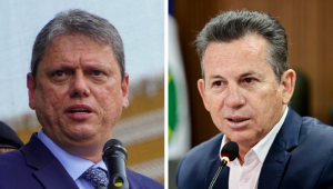Tarcísio de Freitas, governador de São Paulo, e Mauro Mendes, governador de Mato Grosso