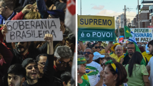 Manifestação de esquerda e de direita