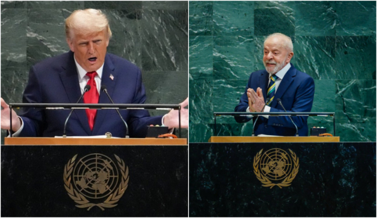 Montagem Trump e Lula na ONU