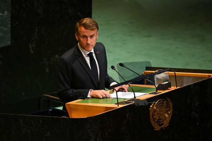 Emmanuel Macron discursa na Conferência Internacional de Alto Nível para a Solução Pacífica da Questão da Palestina e a Implementação da Solução de Dois Estados, na sede da ONU, em Nova York