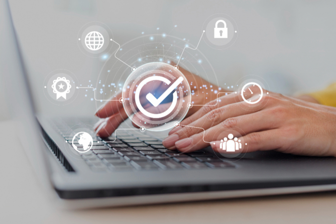 Conceito de colagem de controle de qualidade padrão