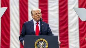 O presidente dos EUA, Donald J. Trump, discursa durante cerimônia em memória dos 24 anos dos atentados de 11 de setembro no Pentágono