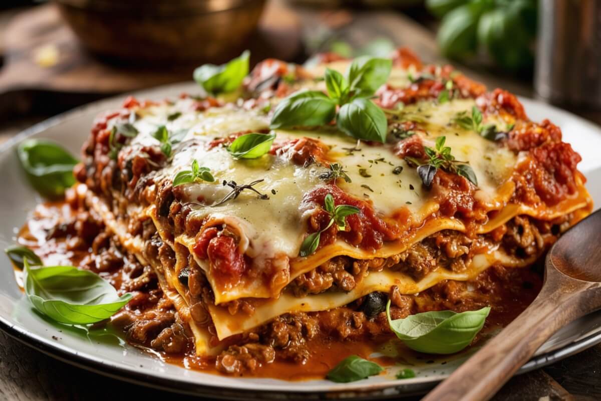 Lasanha com molho à bolonhesa 