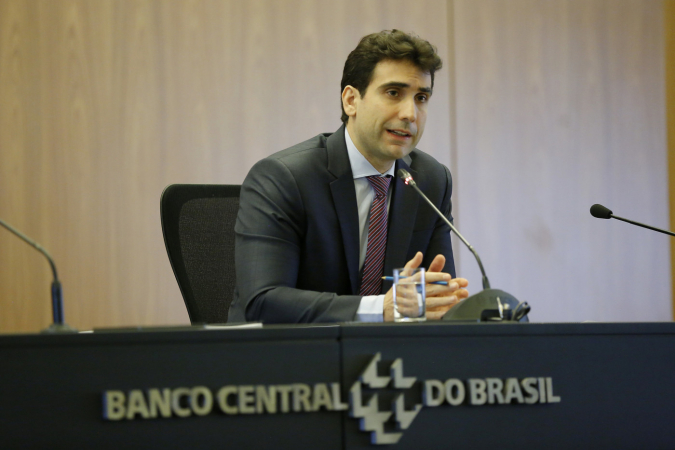 BC divulga o Relatório de Política Monetária. Presidente do Banco Central do Brasil, Gabriel Galípolo, durante a apresentação. Foto: Raphael Ribeiro/BC