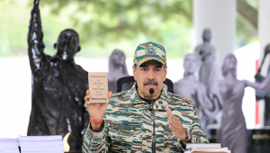 O presidente da Venezuela, Nicolás Maduro, durante um ato de ativação das Unidades Comunais Milicianas, nesta sexta-feira (5), em Caracas