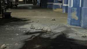 Fotografia dos danos à Igreja de Santa Bárbara devido ao terremoto ocorrido nesta quarta-feira (25) em Maracaibo, na Venezuela