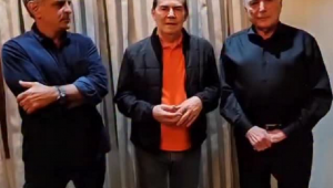 Aécio Neves, Paulinho da Força e Michel Temer em encontro sobre o PL da Anistia