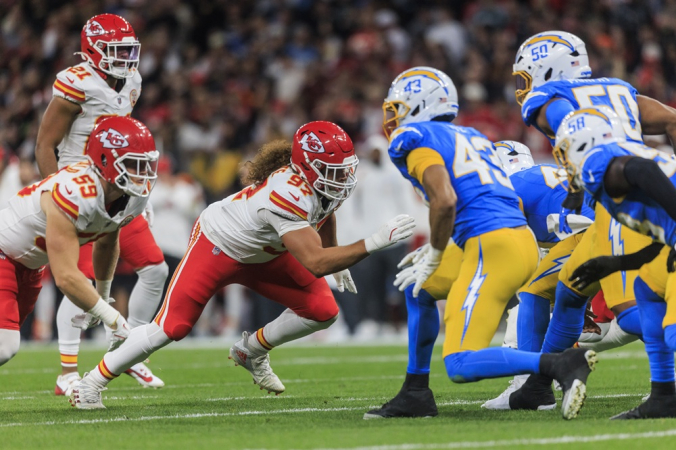 Jogo da NFL entre Los Angeles Chargers e Kansas City Chiefs disputado no estádio do Corinthans, em Itaquera