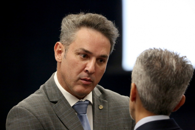 O deputado federal Luciano Lorenzini Zucco (PL) durante o julgamento da ação penal sobre a tentativa de golpe de Estado