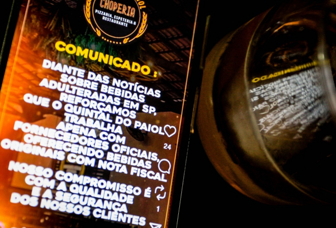 Por conta da contaminação de metanol em bebicas alcóolicas que vitimizou 52 pessoas no estado de São Paulo, sendo 6 mortes supeitas, segundo balanço da Secretaria da Saúde do Estado de São Paulo, proprietários dos principais bares da cidade de Osasco na região metropolitana, postaram em suas redes sociais em respeito aos consumidores, um comunicado sobre a idoneidade dos seus produtos