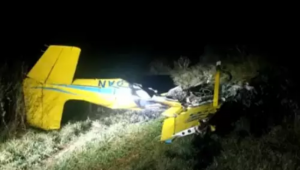 O avião caiu em uma fazenda no Pantanal Foto: Divulgação/Polícia Civil MS