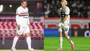 À esquerda, o ex-atacante Muller, ídolo do São Paulo, à direita, Luciano, atual camisa 10 tricolor
