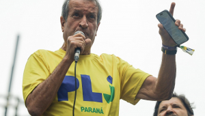 O presidente nacional do PL, Valdemar Costa Neto, participa de ato na Avenida Paulista