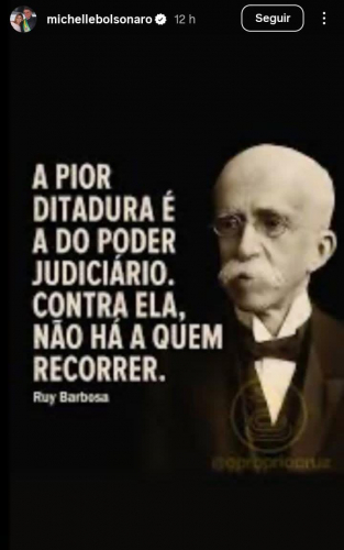 Manifestação de Michelle Bolsonaro em meio a julgamento