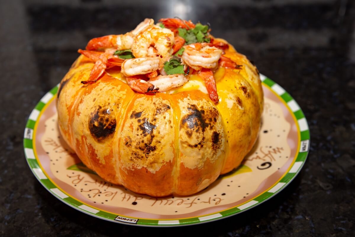 Camarão na abóbora-moranga 