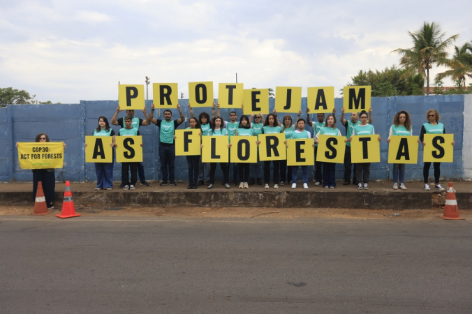 Ativistas do Greenpeace protestam em Brasília